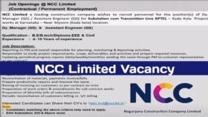 Job Openings NCC Limited