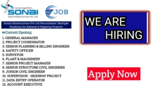 Sonai Infrastructure Pvt Ltd Latest Job 2024