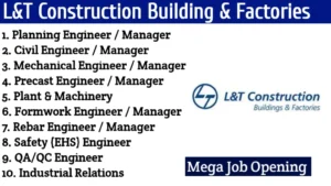 L&T Construction Building & Factories Mega Job Opening 2024