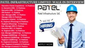 Patel Infrastructure Ltd Walk-In Interview