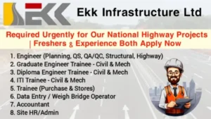 Ekk Infrastructure Ltd Hiring Freshers