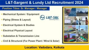 L&T-Sargent & Lundy Limited Recruitment 2024