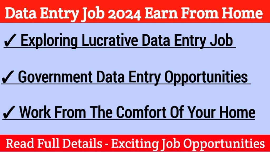 Data Entry Job 2024 Earn from Home