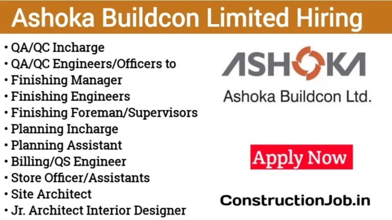 Ashoka Buildcon Limited Latest Job 2024