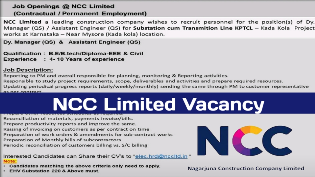 Job Openings NCC Limited