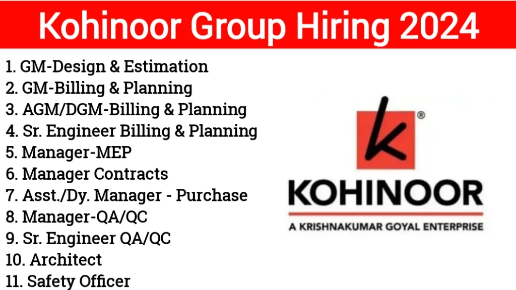 Exciting Career Opportunities Kohinoor Group