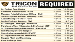 Tricon Infra Buildtech Pvt Ltd Walk-In Interview 2024