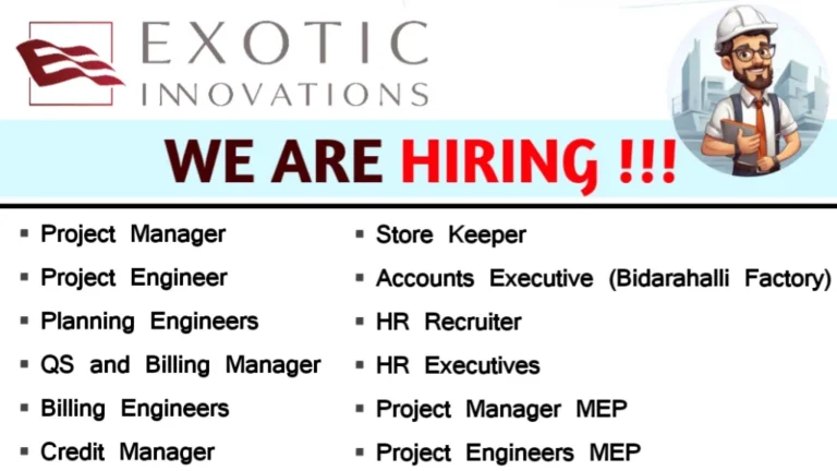 Hiring at Exotic Innovations Pvt Ltd