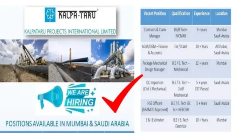 Kalpataru Projects International Ltd Hiring 2024