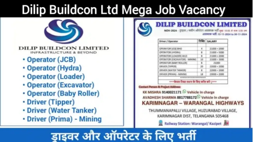 Dilip Buildcon Ltd Mega Job Vacancy