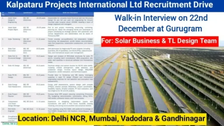 Kalpataru Projects International Ltd Walk-in Interview