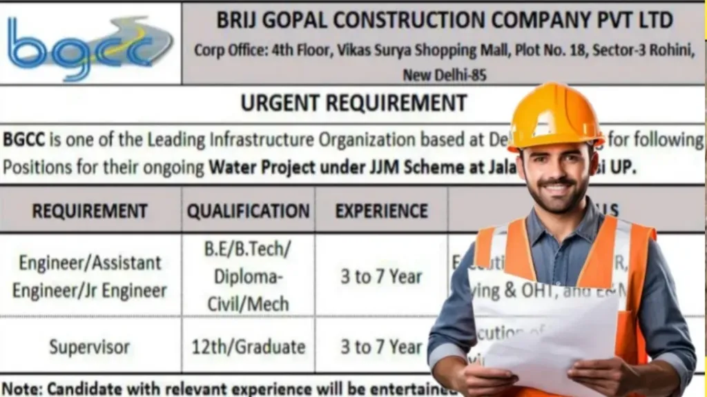 Brij Gopal Construction Urgent Recruitment